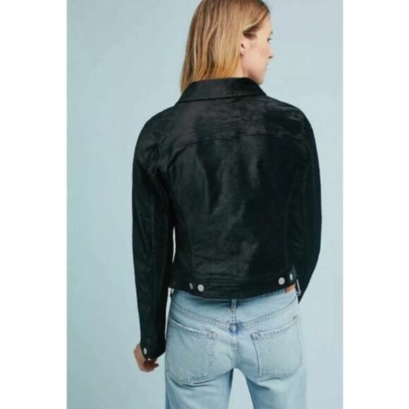 Pilcro and the Letterpress Velvet Jacket Size Small Black Button Up Slim Grunge - Picture 3 of 11